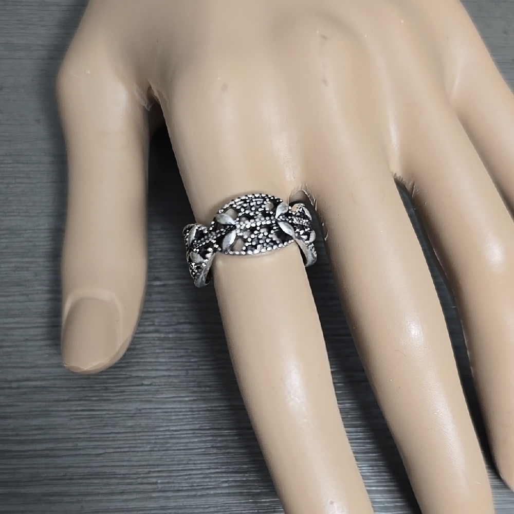 Silver and Black Marcasite Ring